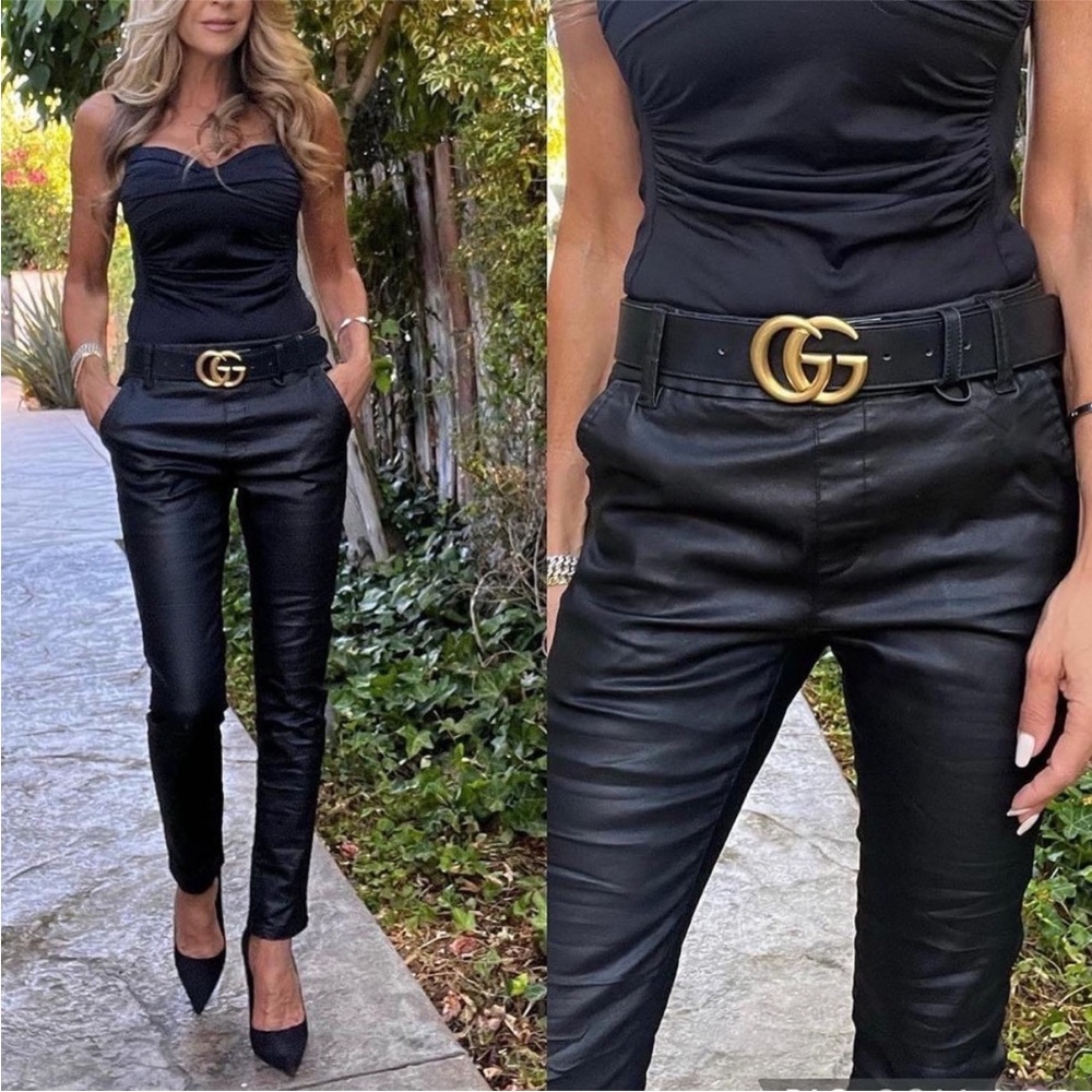 $225 BEVY FLOG Black Dafna Vegan Leather Pants, Size 27